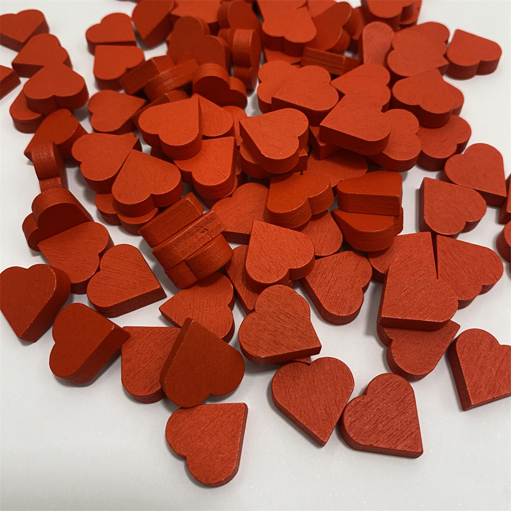 Board Game Sequence - 100Pcs 15mm*5mm Red Heart-Shape Pawn Wood